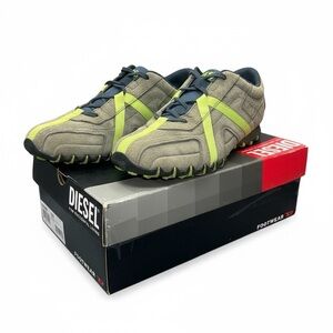 🟢 Vintage Diesel Hacker District Men’s Suede Sneakers | Green Accents | Size 11